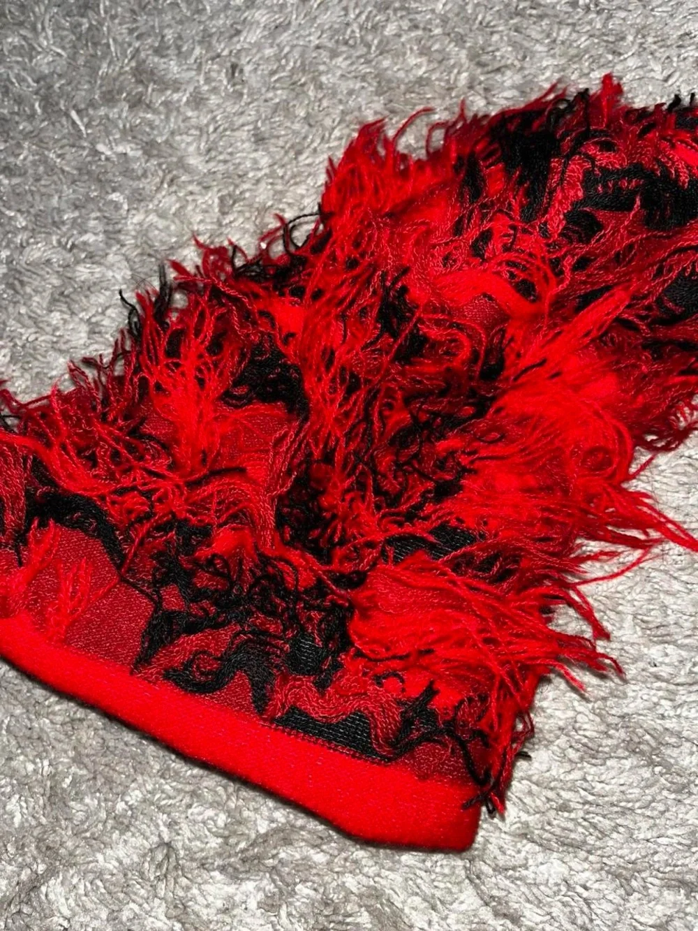 Red and Black Faux Fur Balaclava